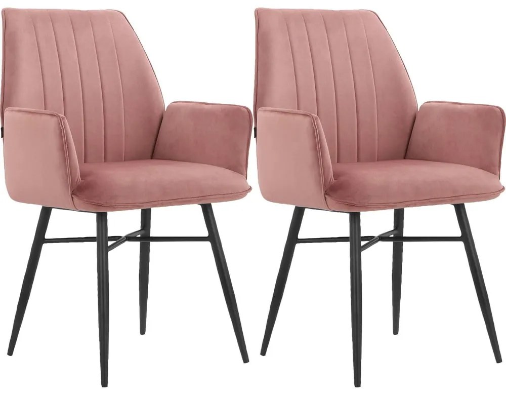Set di sedie da pranzo rosa chiaro in imbottito 2 pz Anzo – Støraa