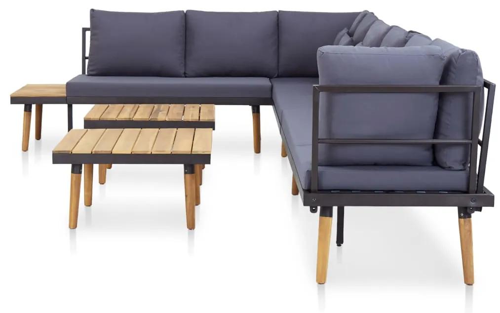 Set divani giardino 8 posti con cuscini legno massello acacia
