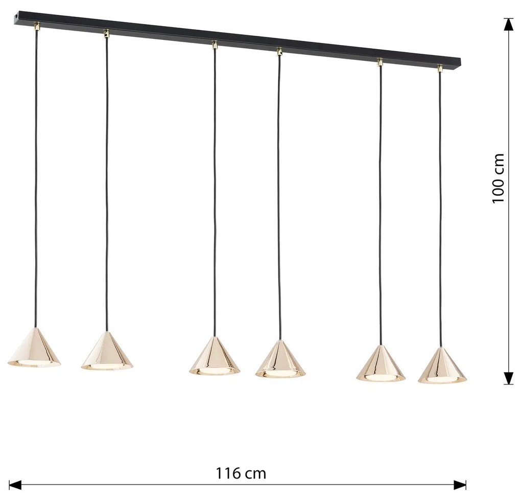 Sospensione Minimal Elit 6 Luci In Acciaio Oro