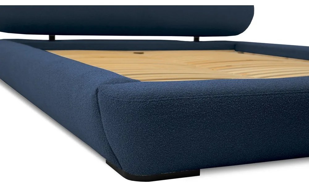 Letto matrimoniale imbottito blu scuro con doghe in legno 160x200 cm Odette - Scandic