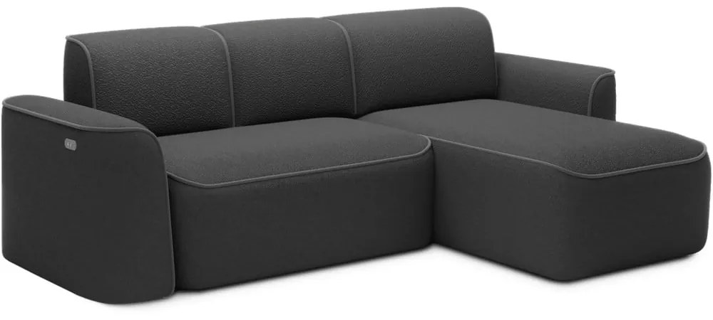 Divano angolare grigio scuro (con penisola a destra/con chaise lounge) e rivestimento in bouclé Ume – ELTAP
