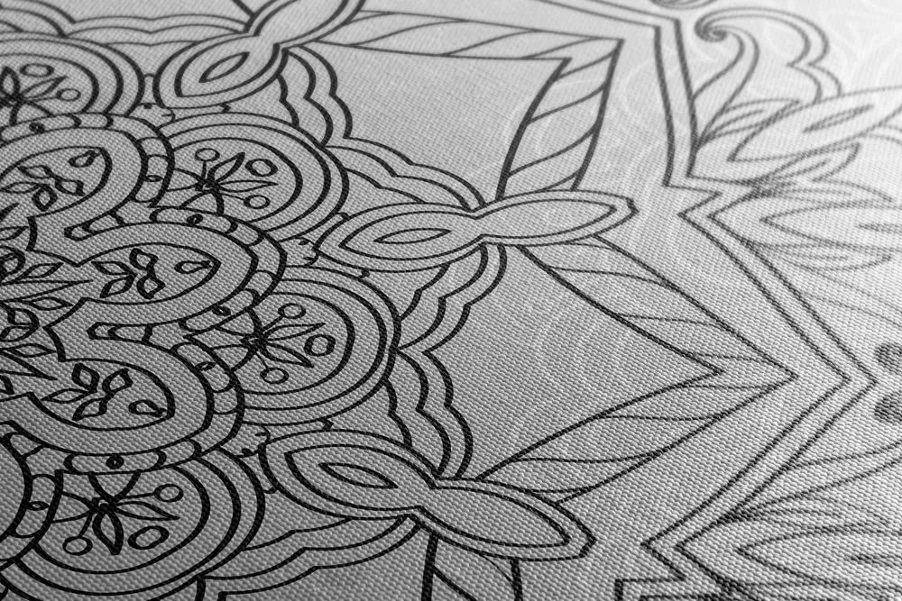 Stampa su tela – Mandala in tema invernale in bianco e nero