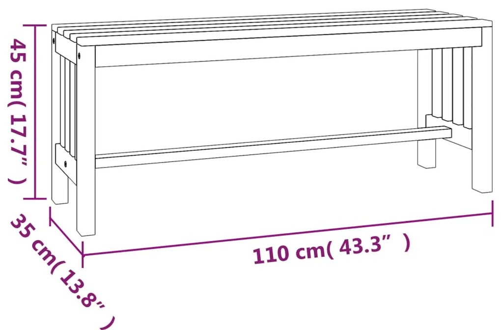 Panca da Giardino 110 cm Legno Massello di Eucalipto