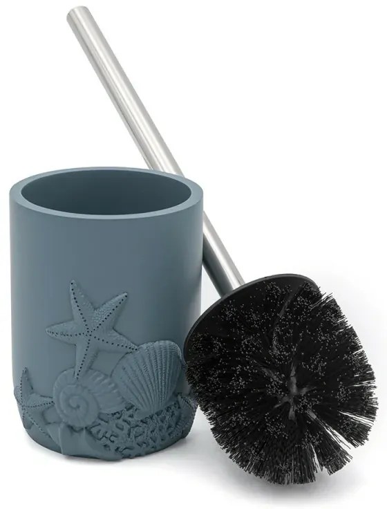 Portascopino da appoggio in resina turchese con setole nere Coral
