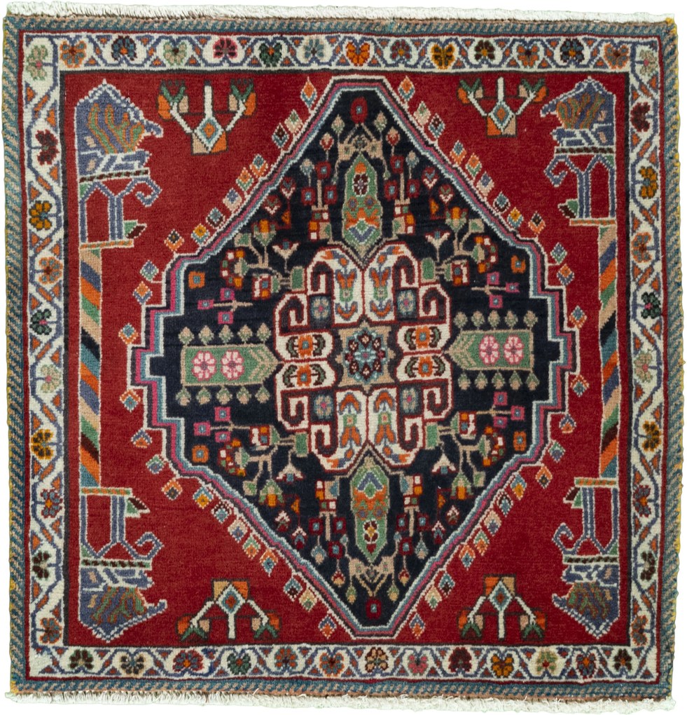 Shiraz Tappeto 70x70 Rosso (Iran) Annodato A Mano