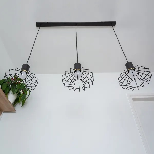 Lampadario sospeso su cavo SOLANO 3xE27/15W/230V nero/oro
