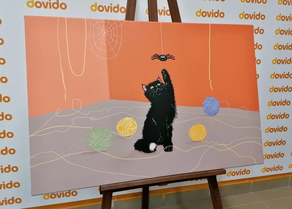 Quadro su tela – Gatto giocoso con gomitoli