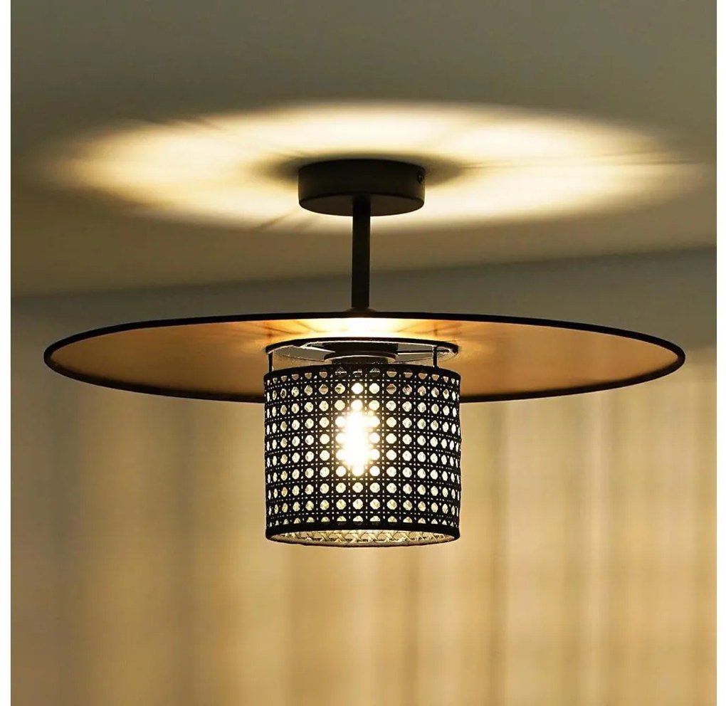 Duolla - Lampadario a plafone TOKYO RATTAN 1xE27/15W/230V diametro 50 cm oro/nero