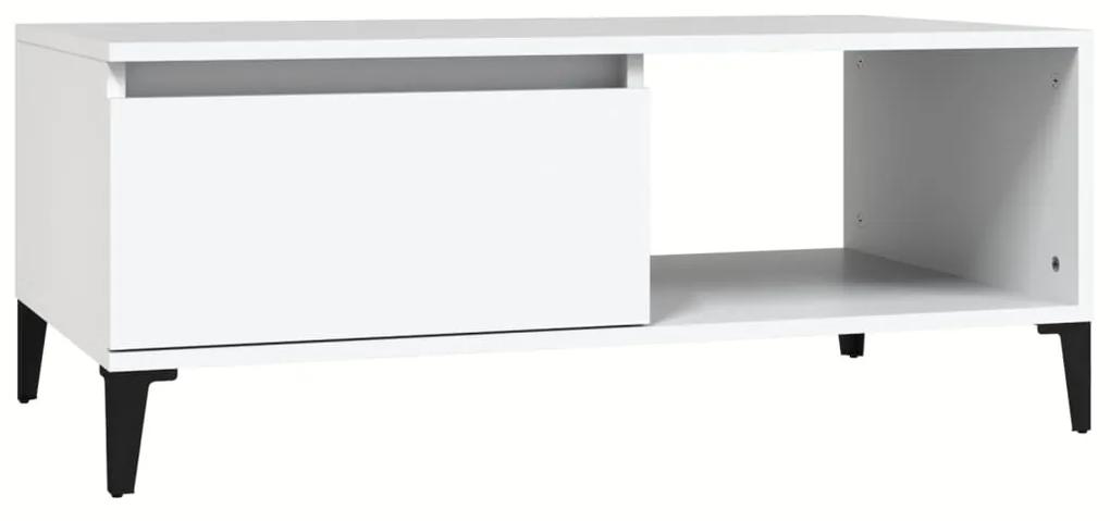 Tavolino da salotto bianco 90x50x36,5 cm in legno multistrato
