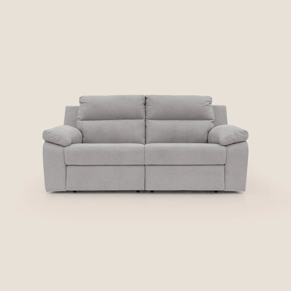 Romeo Divano relax con recliner elettrico in morbido tessuto impermeabile T02 grigio chiaro