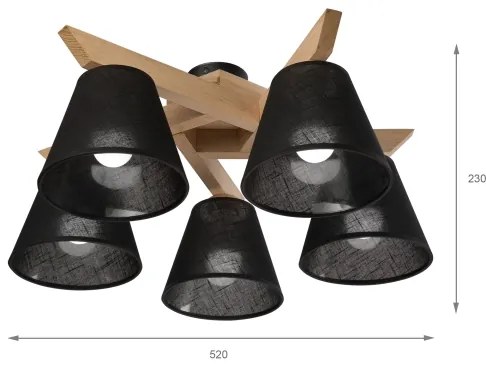 Brilagi - LED  Lampadario a plafone ANTHONY 5xE14/40W/230V quercia/nero