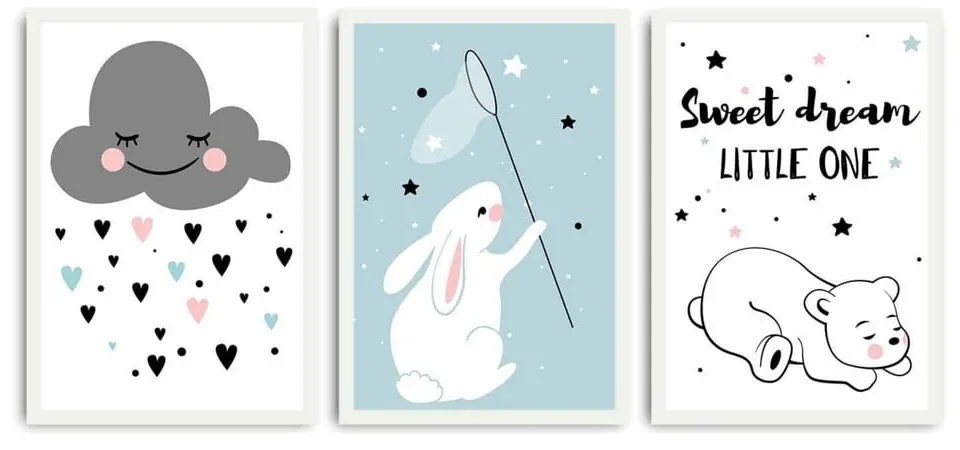 Set di quadri da bambini 3 pz 35x50 cm Sweet Dreams Little One – Wallity