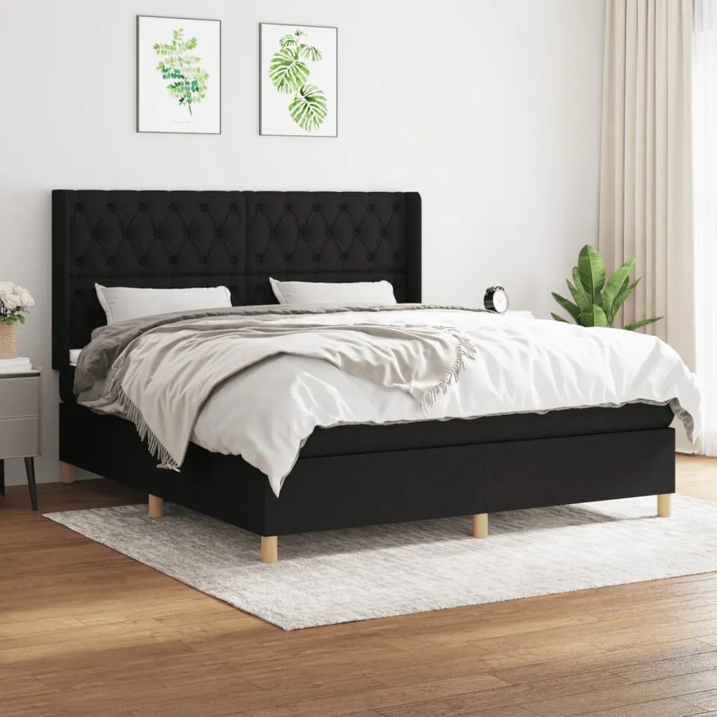 Giroletto A Molle Con Materasso Nero 160x200 Cm İn Tessuto /