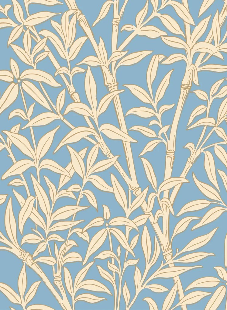 Cole & Son Carta da parati Bamboo Forest - Buttercup Yellow on Cornflower Blue
