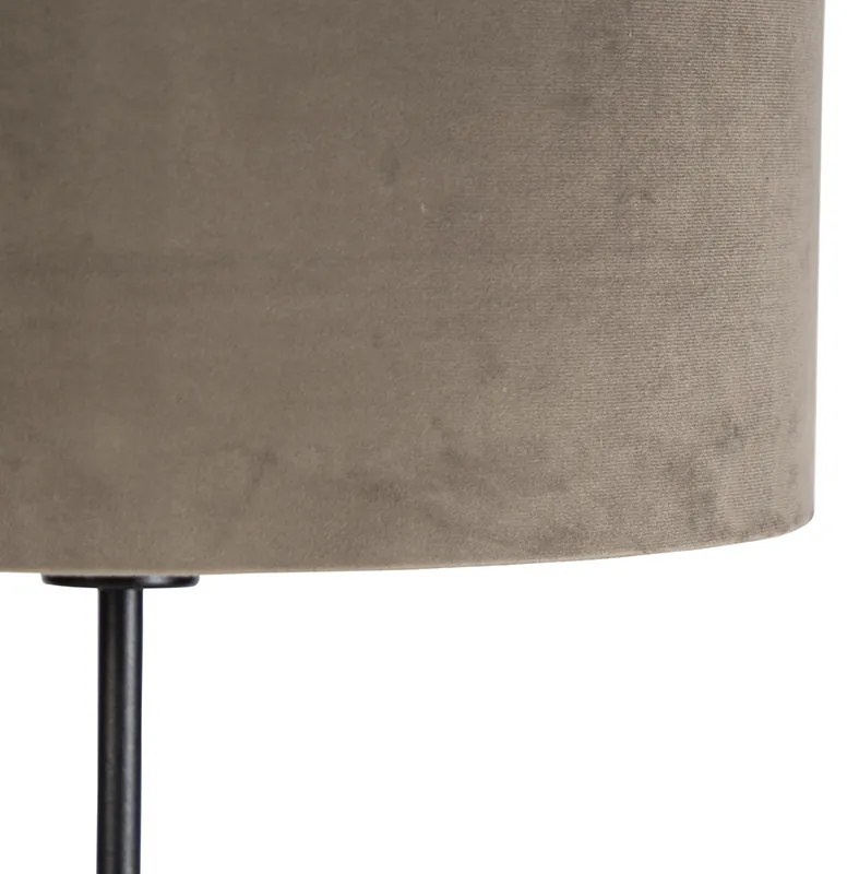 Lampada da terra nera con paralume in velluto color tortora con oro 35 cm - Parte
