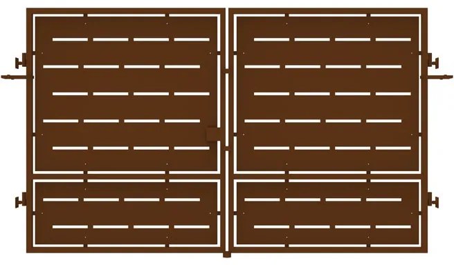 Cancello con serratura elettrica Privacy in ferro, apertura centrale, L 308.5 x H 180 cm, di colore ruggine