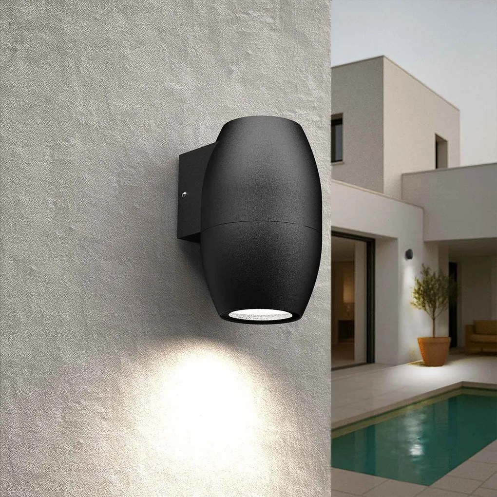 Applique Ovale Monodirezionale IP65 GU10 per esterni - Nera