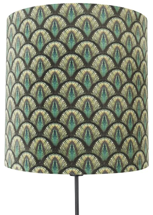 Lampada da terra con paralume nero design pavone 40 cm regolabile - Parte