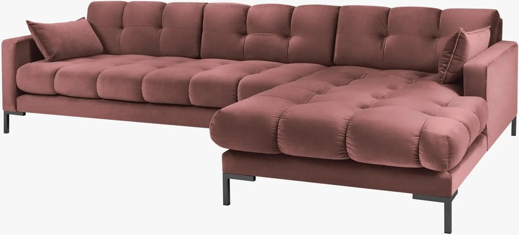Divano angolare 5 posti in velluto Bluvel gambe nere - L293 cm