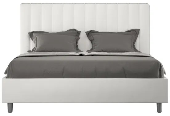 Letto matrimoniale contenitore imbottito 160x210 similpelle bianco Agueda