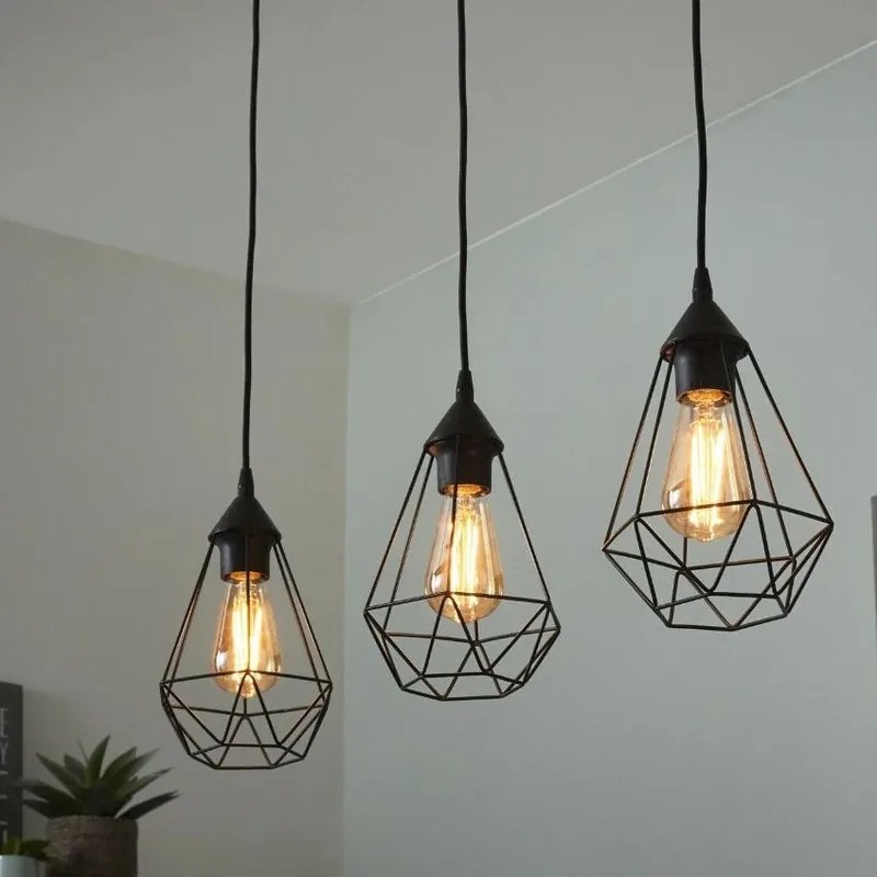 Lampadario Design Byron nero paralume nero 3x E27 Ø0cm INSPIRE