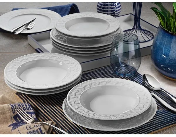 Set da tavola 24 pezzi in porcellana bianca