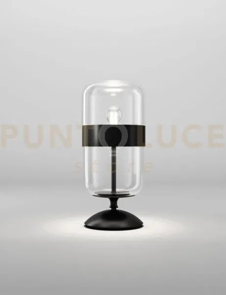 Futura lampada da tavolo m cristallo nero montatura nero opaco 1 lu...