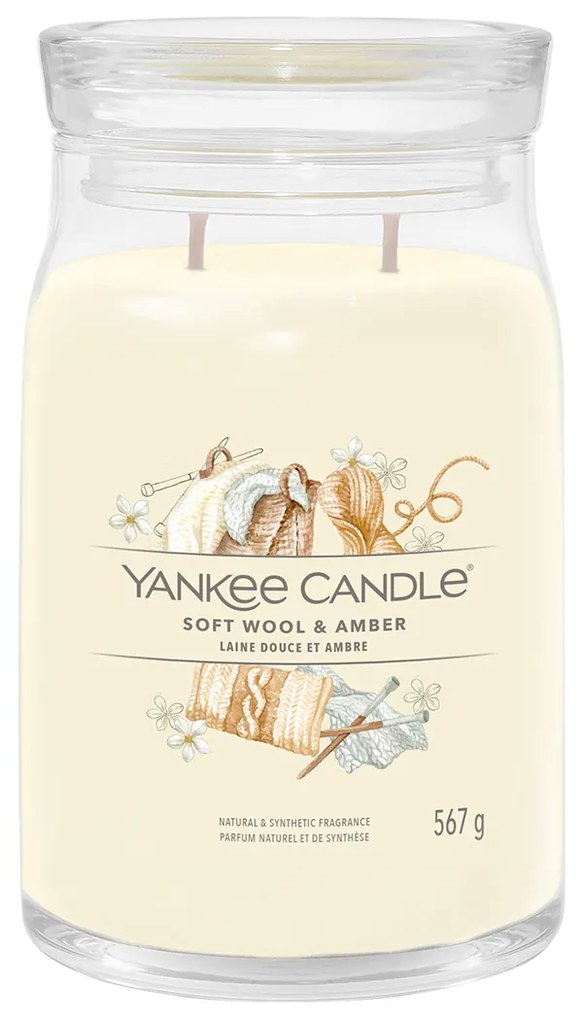 Soft Wool & Amber candela in giara grande Yankee Candle