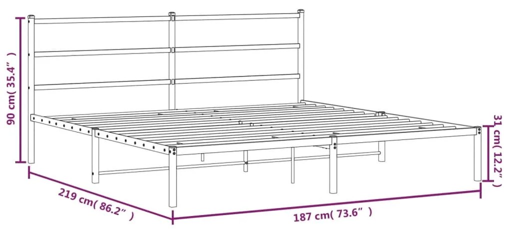 Giroletto con Testiera Metallo Bianco 183x213 cm