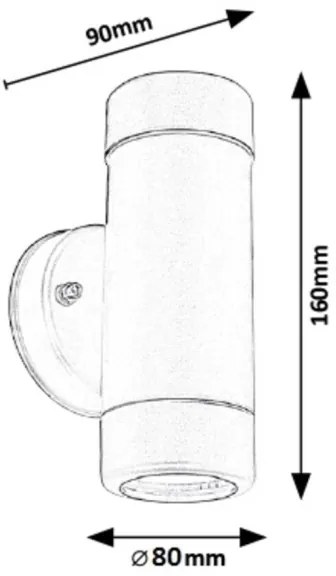 Rabalux 8833 - Applique da esterno MEDINA 2xGU10/10W/230V IP44 nero