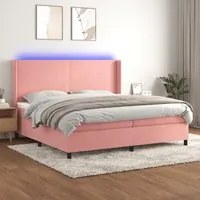 Letto a Molle con Materasso e LED Rosa 200x200 cm in Velluto 3139468