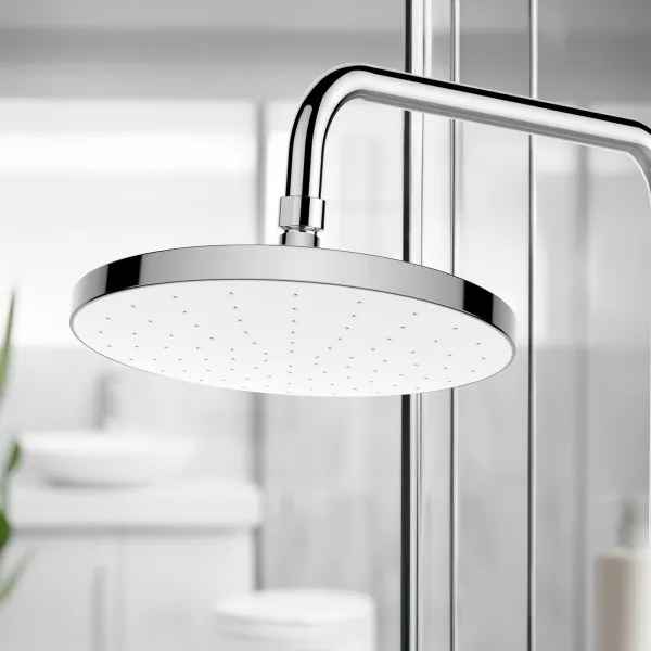 WENKO 24000100 - Soffione doccia PULIZIA AUTOMATICA 22,5x22,5 cm cromo lucido/bianco