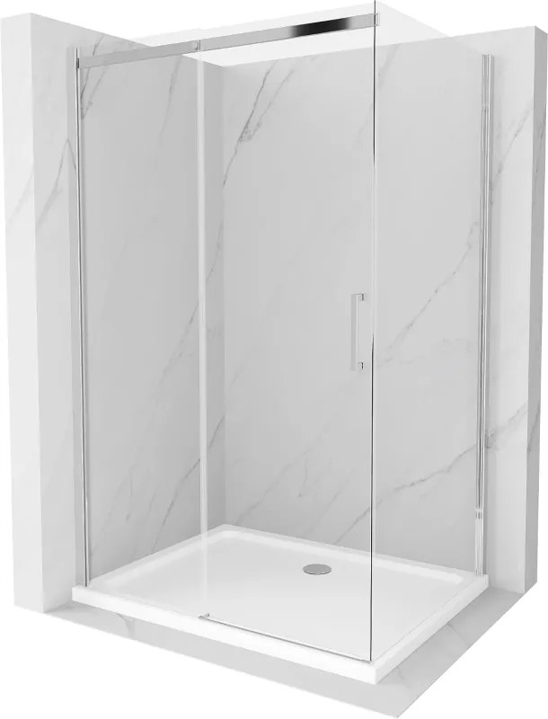 Mexen Omega cabina doccia scorrevole 120 x 90 cm, trasparente, cromo + piatto Flat - 825-120-090-01-00-4010