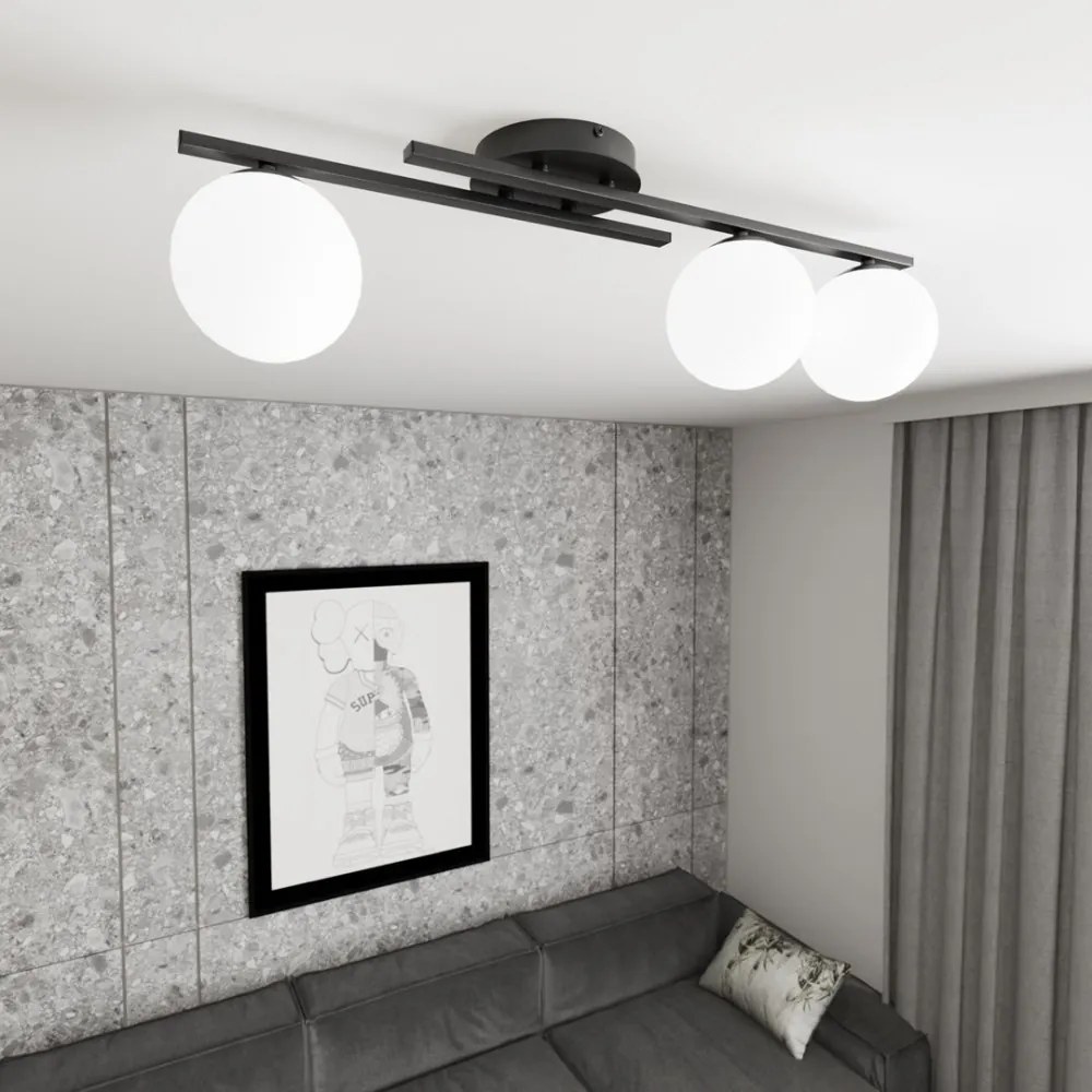 Lampada da soffitto in acciaio KAIRO 3 da interno 3xE14 Colore del corpo Nero e Bianco