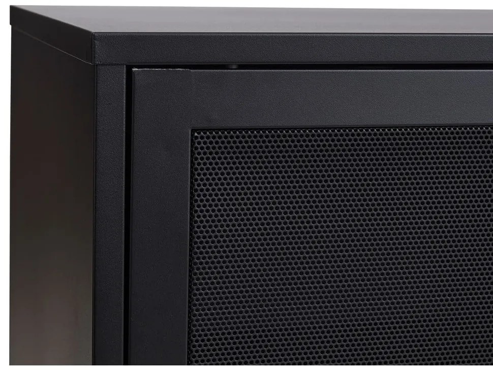 Cassettiera nera in metallo con ante scorrevoli 160x75x46 cm Veep – Unique Furniture