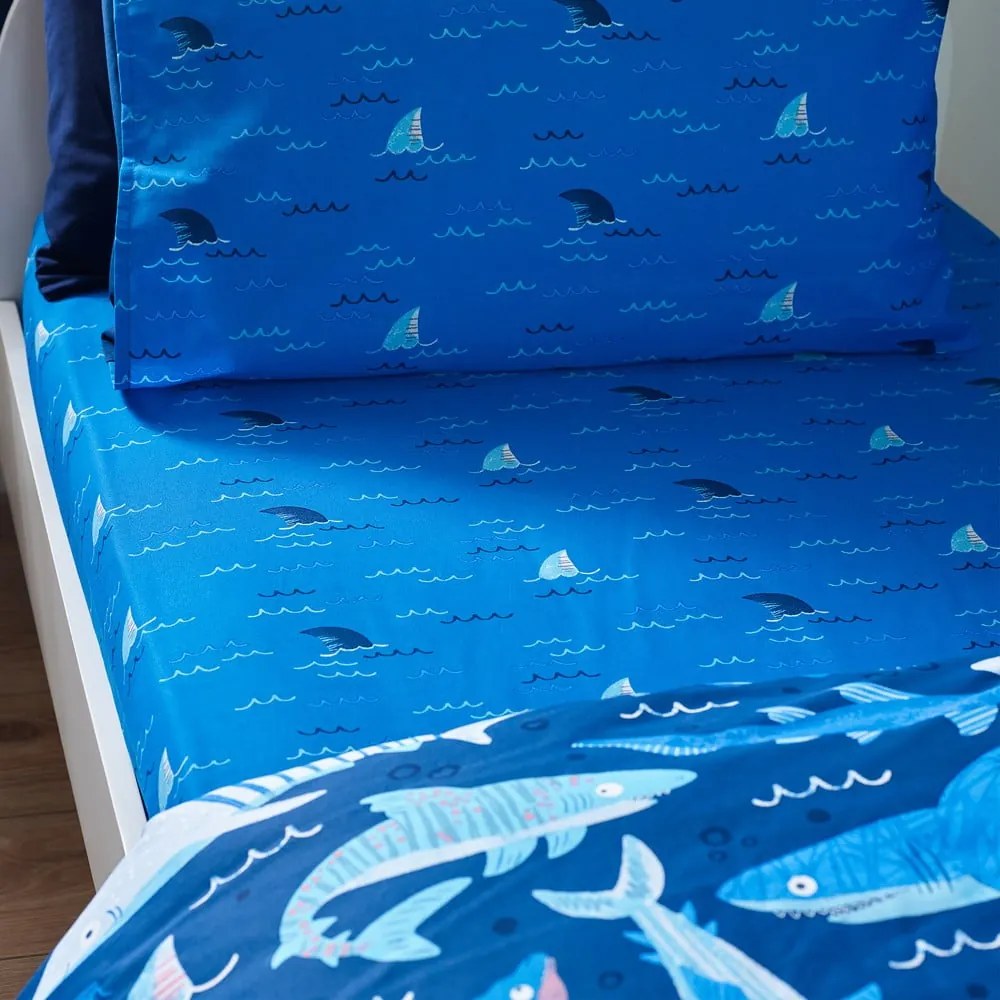 Lenzuolo con angoli per bambini blu per culla 70x140 cm Jawsome Shark – Catherine Lansfield