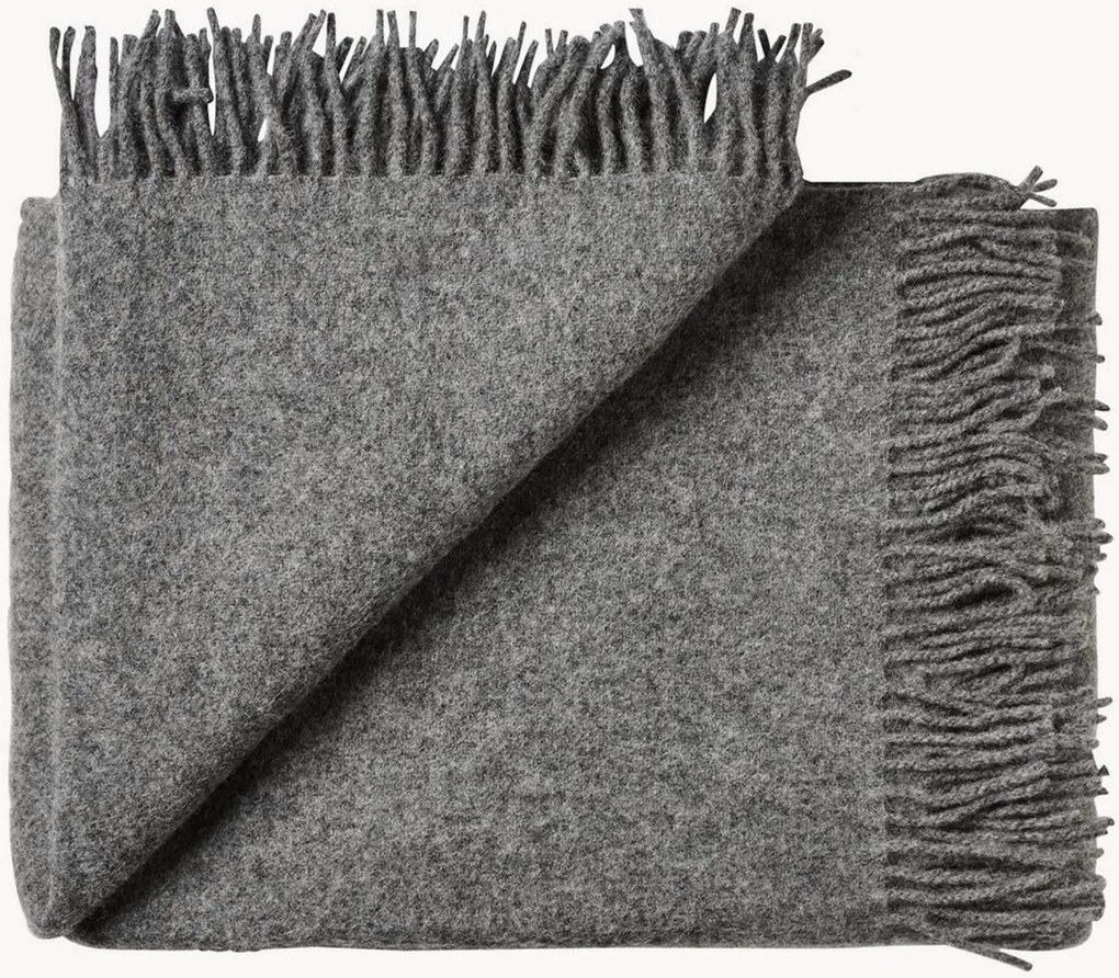 Coperta in lana di agnello con frange Season