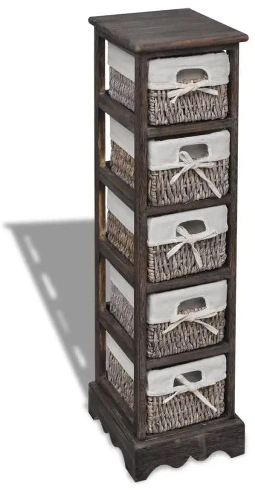 Struttura İn Legno Con 5 Cestini Intrecciati Marrone /