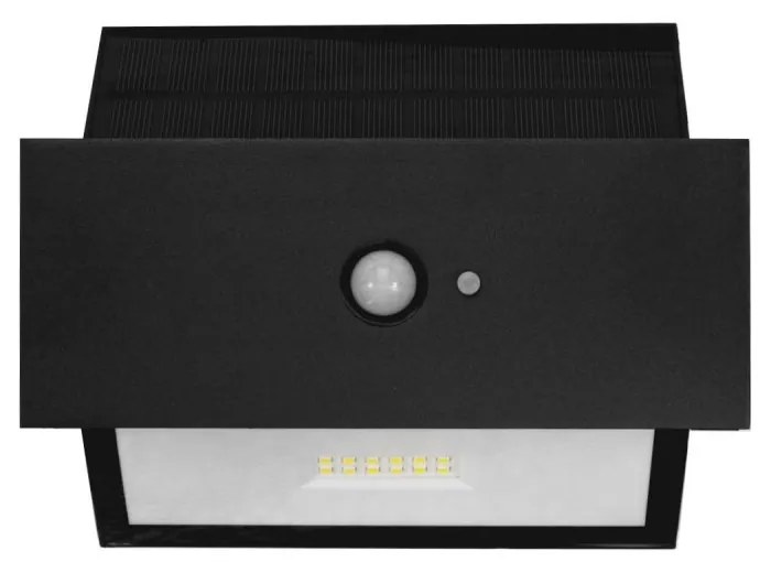 Applique LED Solare Nera, Rettangolare, con Sensore di Movimento Colore Bianco Naturale 4.000K