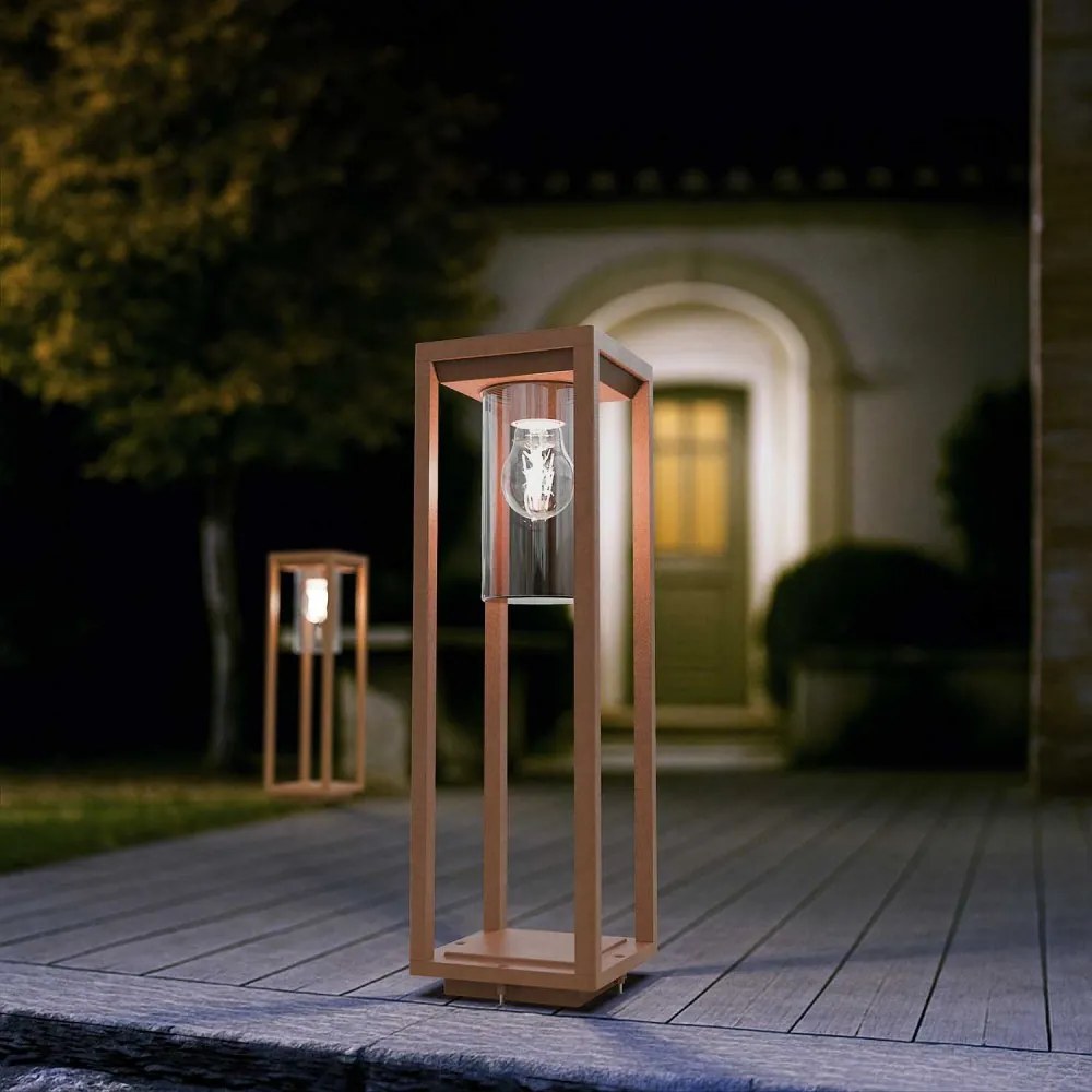 Paletto Lanterna CORTEN, 50cm, E27 - SERIE VIMO - Base E27
