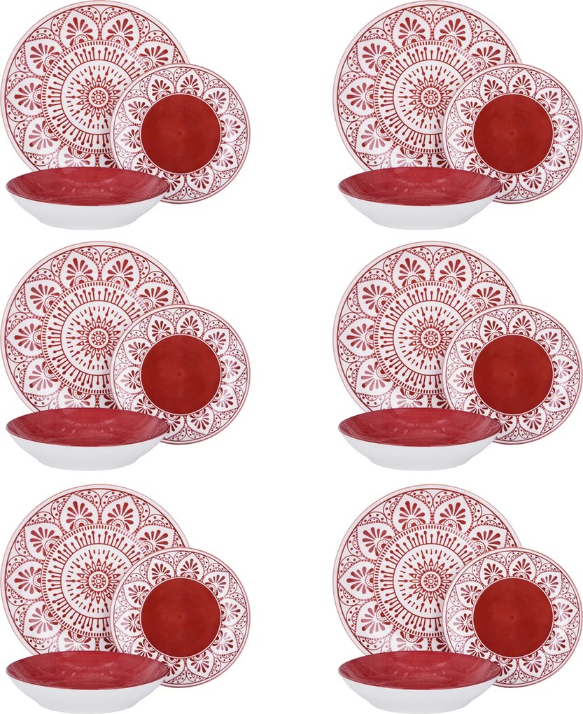 Servizio 18 piatti porcellana Ariel rosso