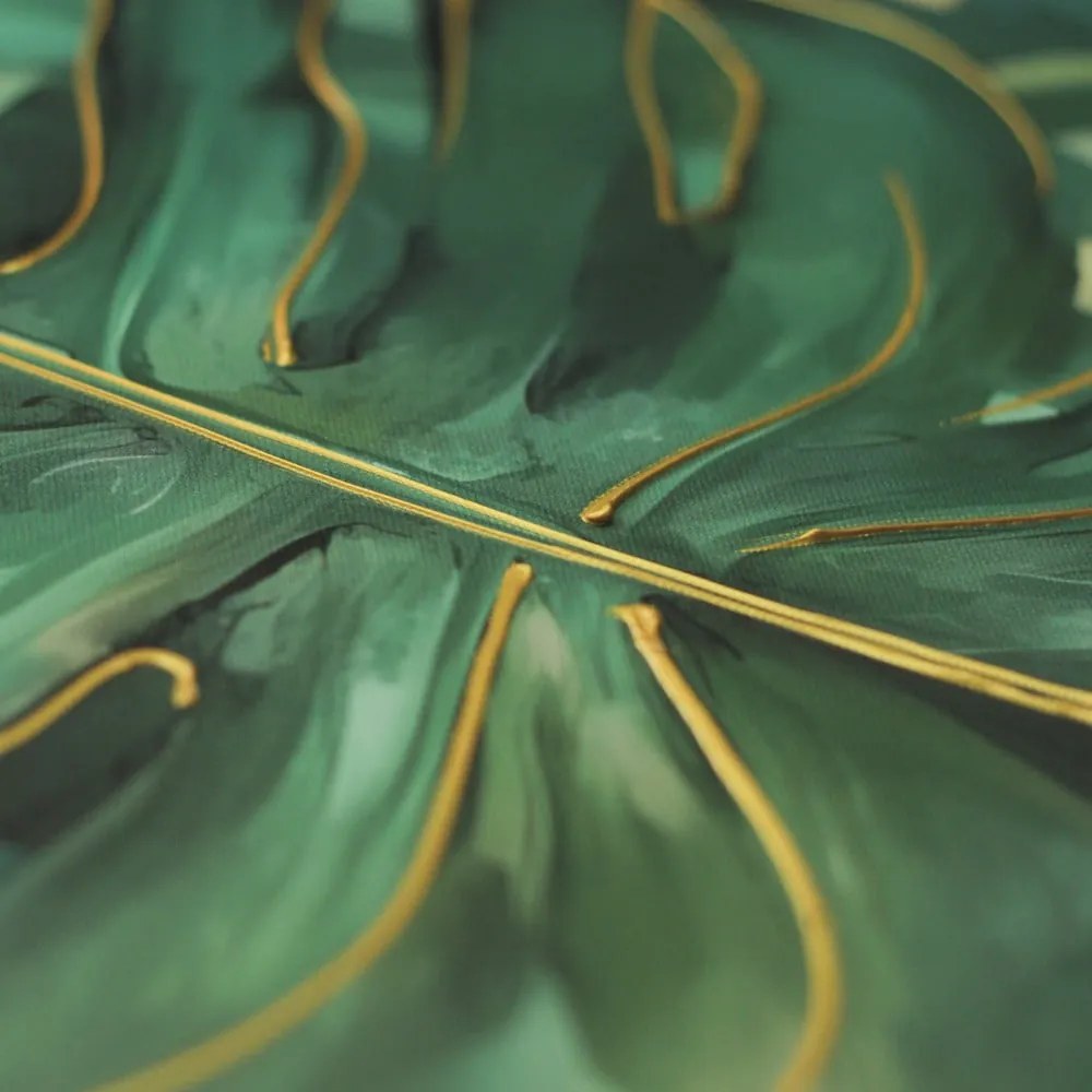 Quadro con elementi dipinti a mano 70x100 cm Monstera - Styler