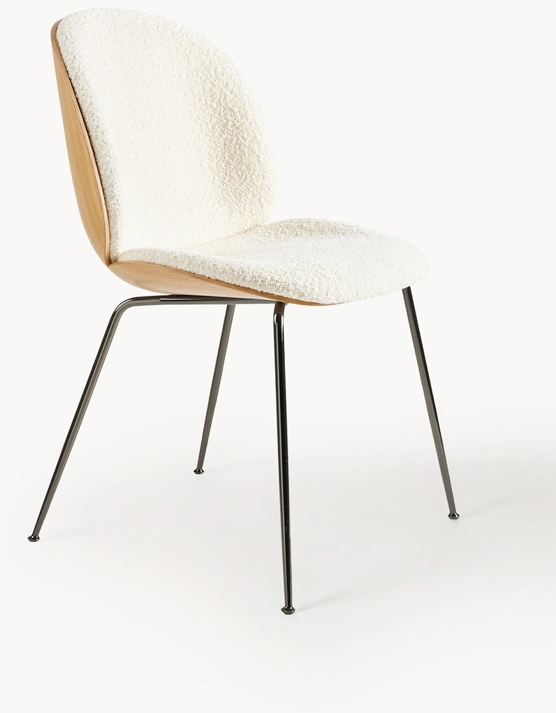 Sedia imbottita in bouclé con scocca Beetle