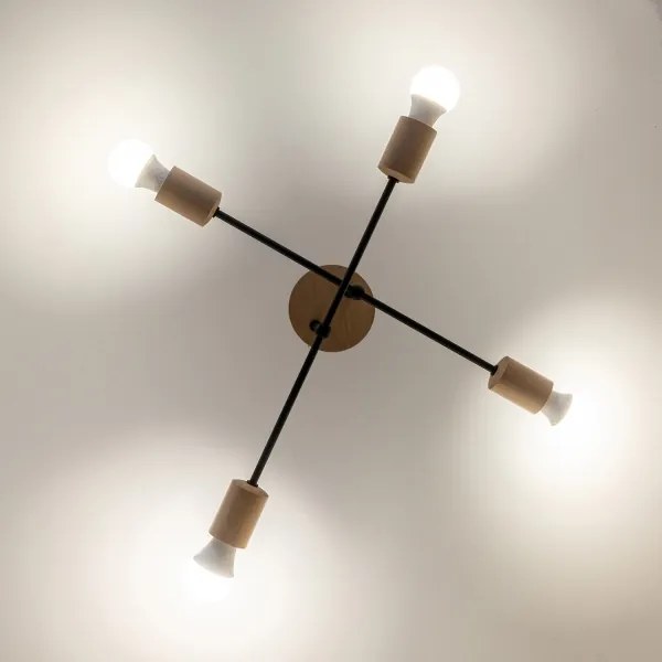 Plafoniera da soffitto CAMBRIDGE 4xE27/15W/230V pino