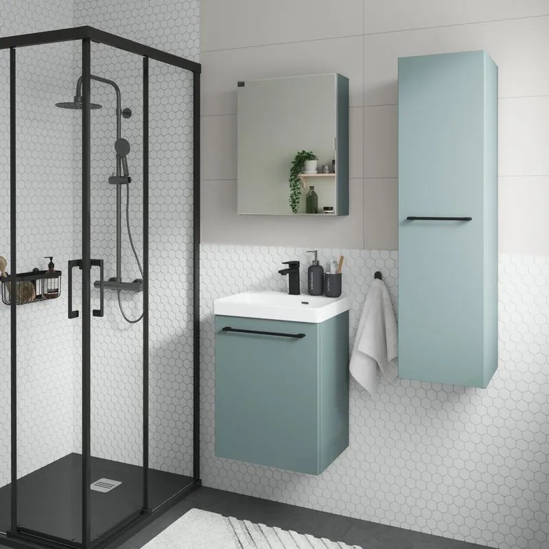 Mobile da bagno sotto lavabo SENSEA Remix verde laminato opaco L 45 x H 58 x P 33 cm 1 anta, lavabo non incluso