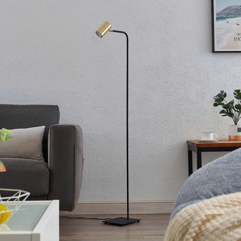 Lindby piantana Sanad, altezza 137 cm, ottone, metallo, GU10