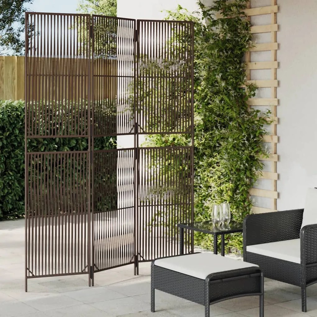 Divisorio Per Ambienti A 3 Pannelli Marrone İn Polyrattan /