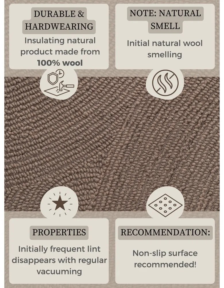 Tappeto rotondo grigio tortora in lana tessuto a mano ø 120 cm Eleni Taupe – Hanse Home