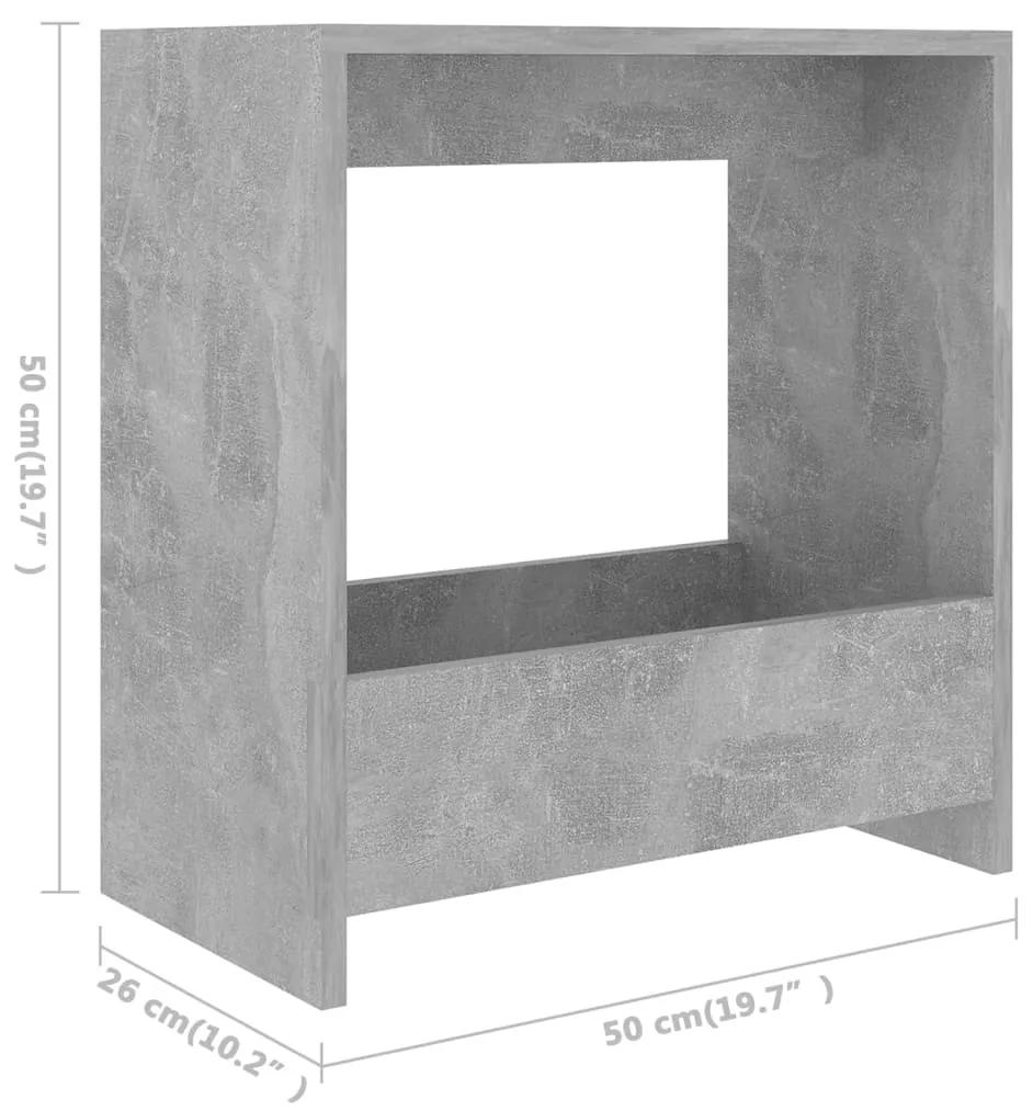 Tavolino Grigio Cemento 50x26x50 cm in Legno Multistrato