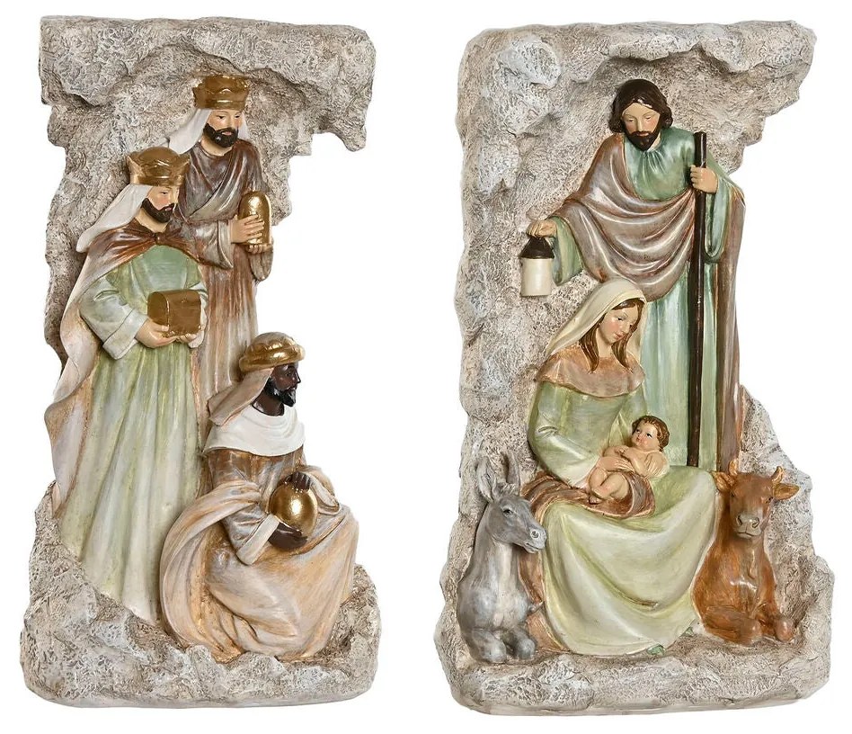 Presepe di Natale Home ESPRIT Multicolore Resina 19,5 x 11 x 31,5 cm (2 Unità)